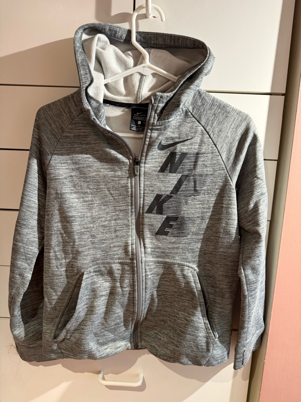 Nike Gray Kids Full-Zip Hooded Sweatshirt with Logo